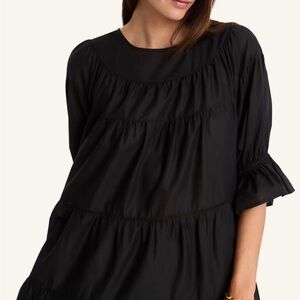 Lightweight voluminous cotton CREAM TAN dress